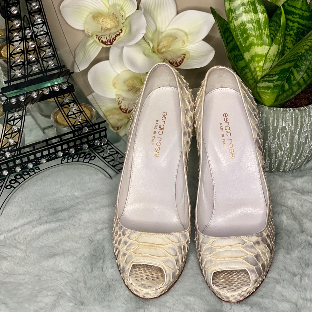 SERGIO ROSSI PYTHON LEATHER PUMPS - Picture 2 of 6